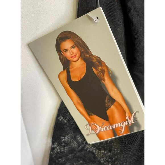 Dreamgirl Soft Jersey Bodysuit Lingerie with Racer Back and Lace Trim MEDIUM (22 - Picture 6 of 7